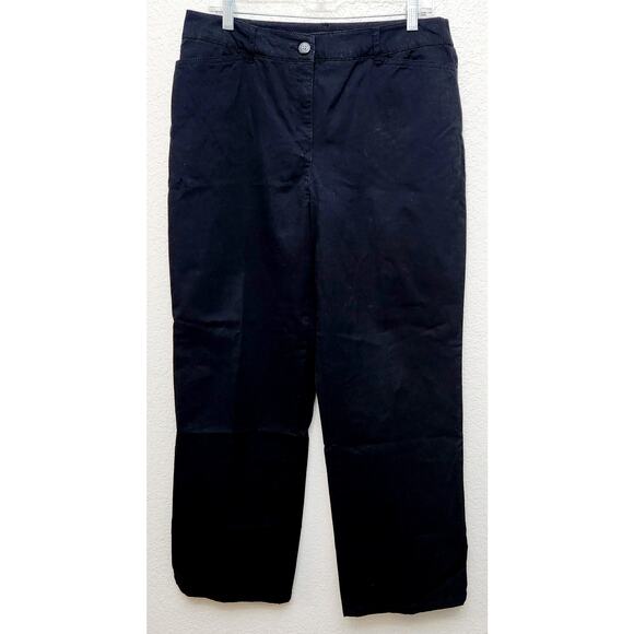 Croft & Barrow Black Flat Front Slashed Pockets Pants 12 Short Lightweight Soft - Picture 1 of 5